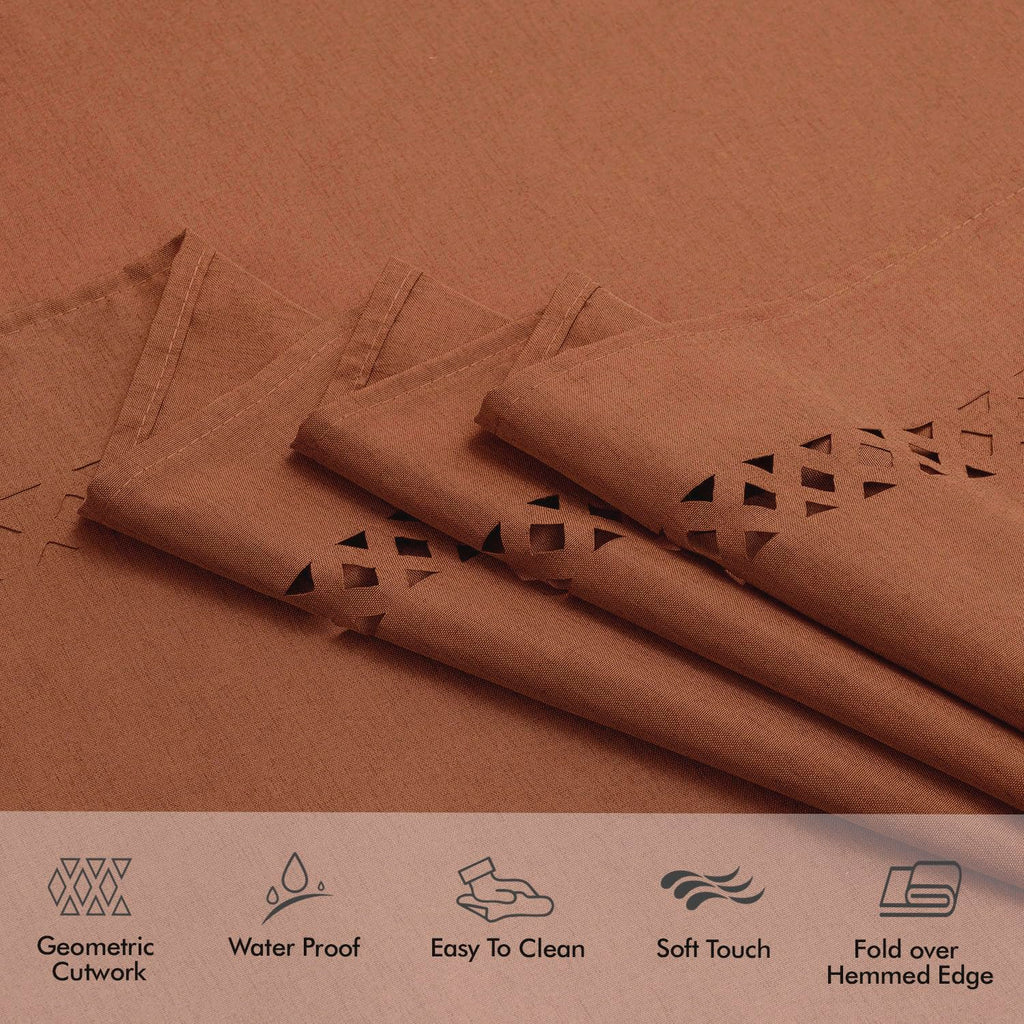 Rust Fall Rectangle Tablecloth with Decorative Cutouts 60x84 Inch