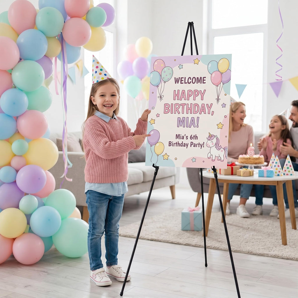 6 Pack 63 Inches Easel Stand for Sign, Black, with Carry Bags
