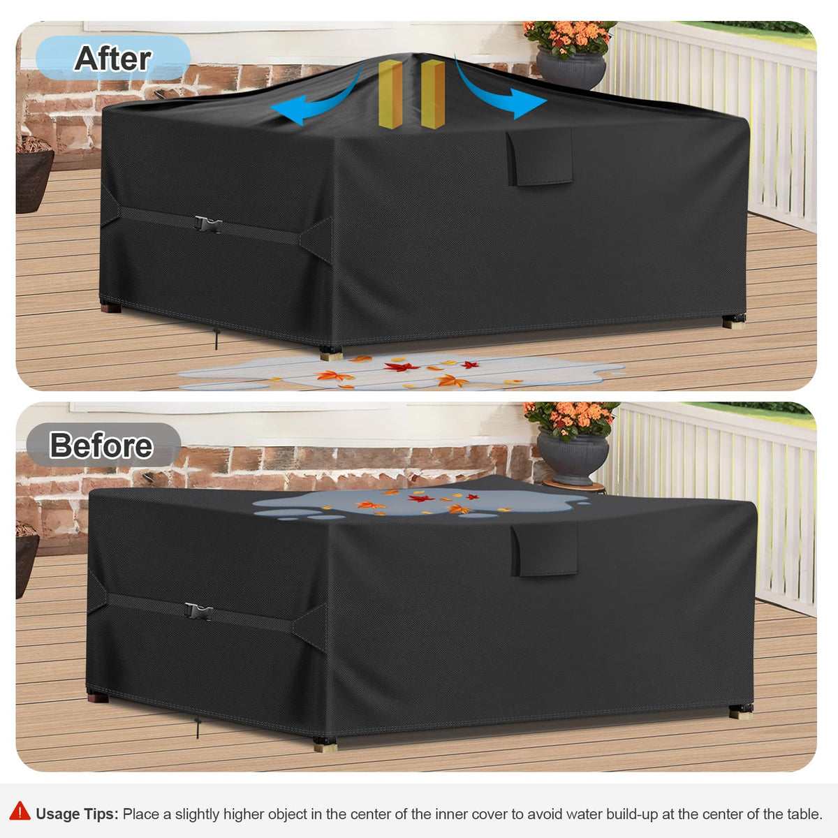 Patio Furniture Covers, 72"L X 44"W X 28"H, 600D Outdoor Table Covers Waterproof, Rectangular Heavy Duty Outdoor