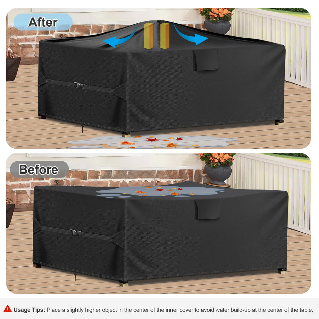 Patio Furniture Set Cover, 111"L X 74"W X 28"H, 600D Outdoor Furniture Covers Waterproof, Rectangular Heavy Duty