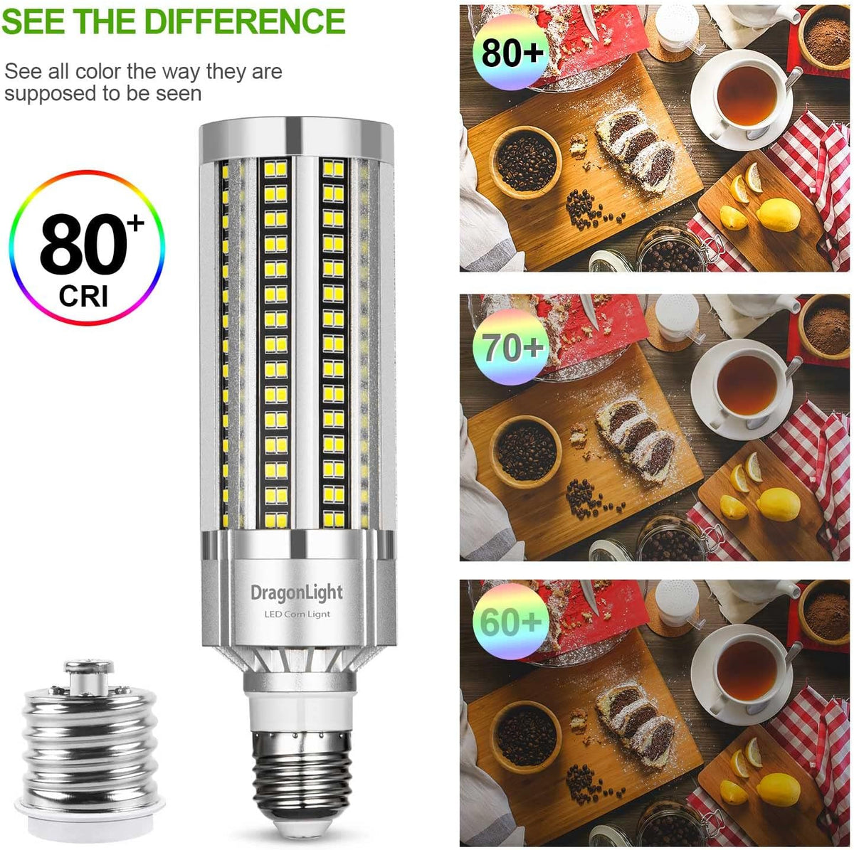 54W Corn LED Light Bulb Fanless(400 Watt Equivalent) E26/E39 Large Mogul Base LED Lamp 6000K Daylight 6,500LM