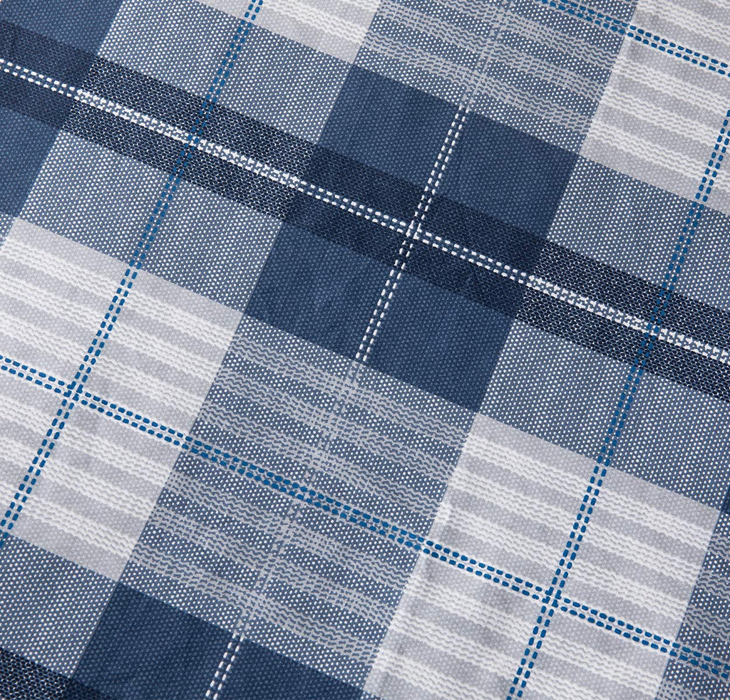 Comforter, 600 Thread Count Cotton Navy Blue & Grey Buffalo Pattern Blue Plaid Comforter Sets, Down