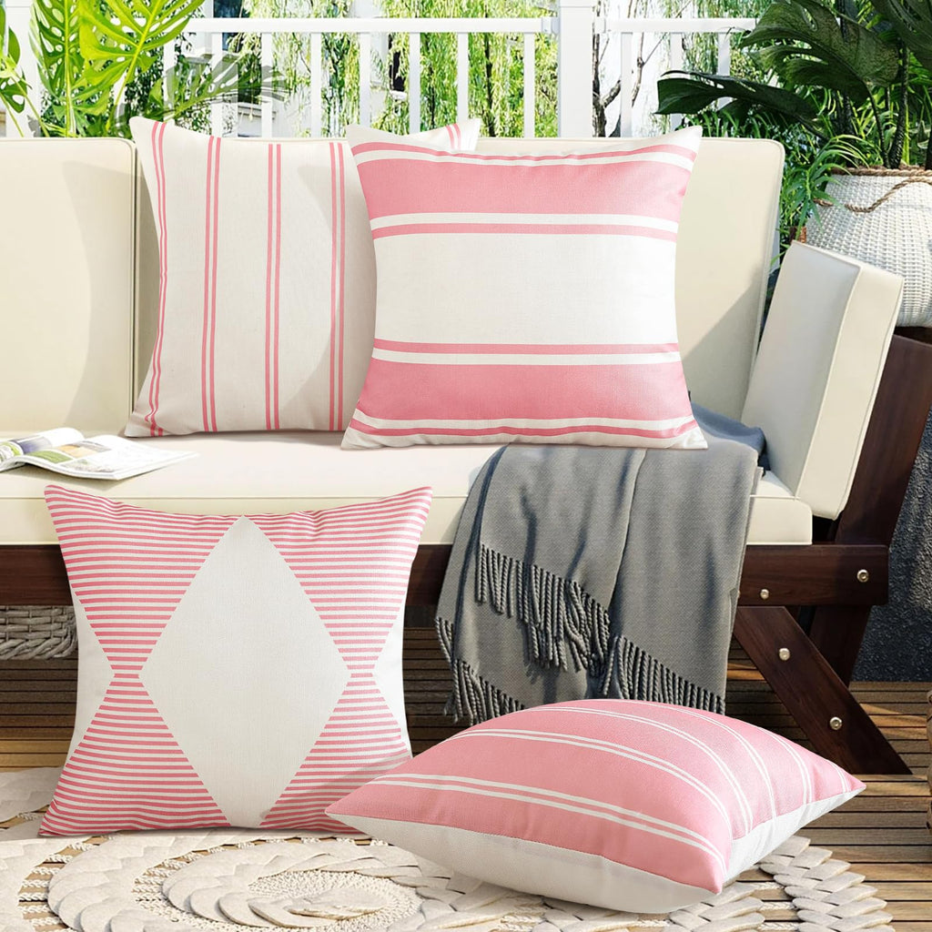 Outdoor Waterproof Decorative Throw Pillow Covers 20x20 Inch Geometry Pillow Cases Square Cushion Case Garden Pillow