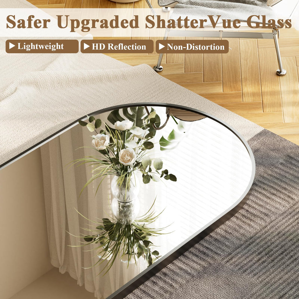 Arched Full Length Mirror, 64"x21" Full Body Mirror with Stand