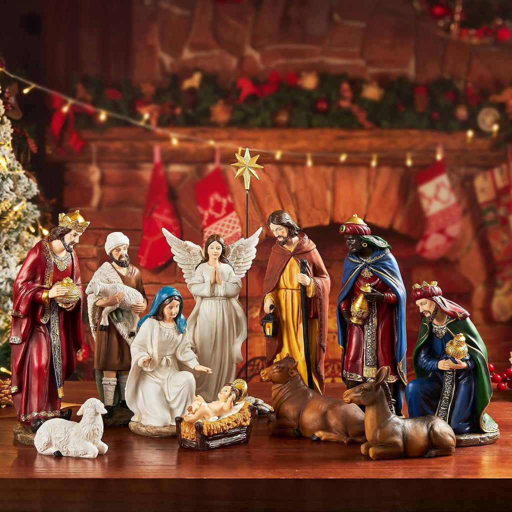 Nativity Sets for Christmas Indoor Set of 13 Pieces 11.8 Inches