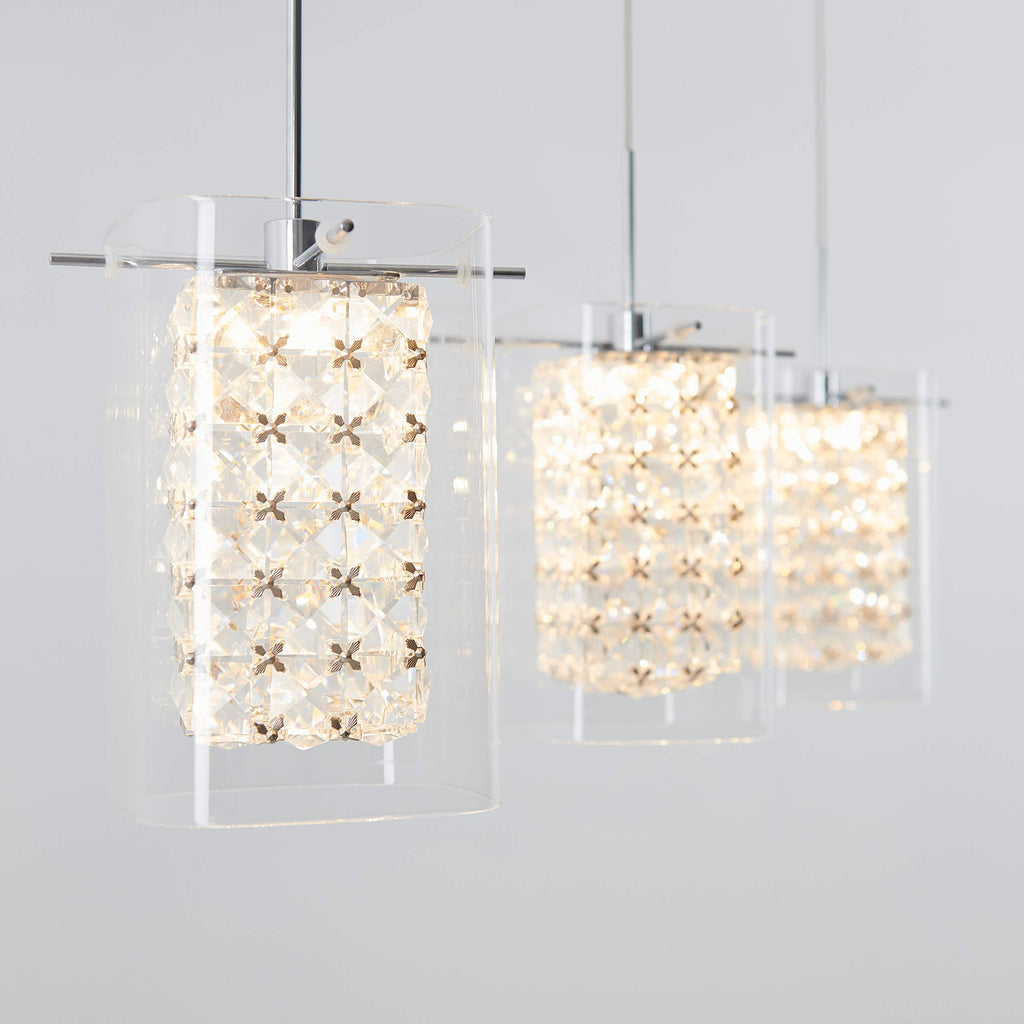 Inspired Nelson Style Bubble Cube Pendant Light, 3, Chrome