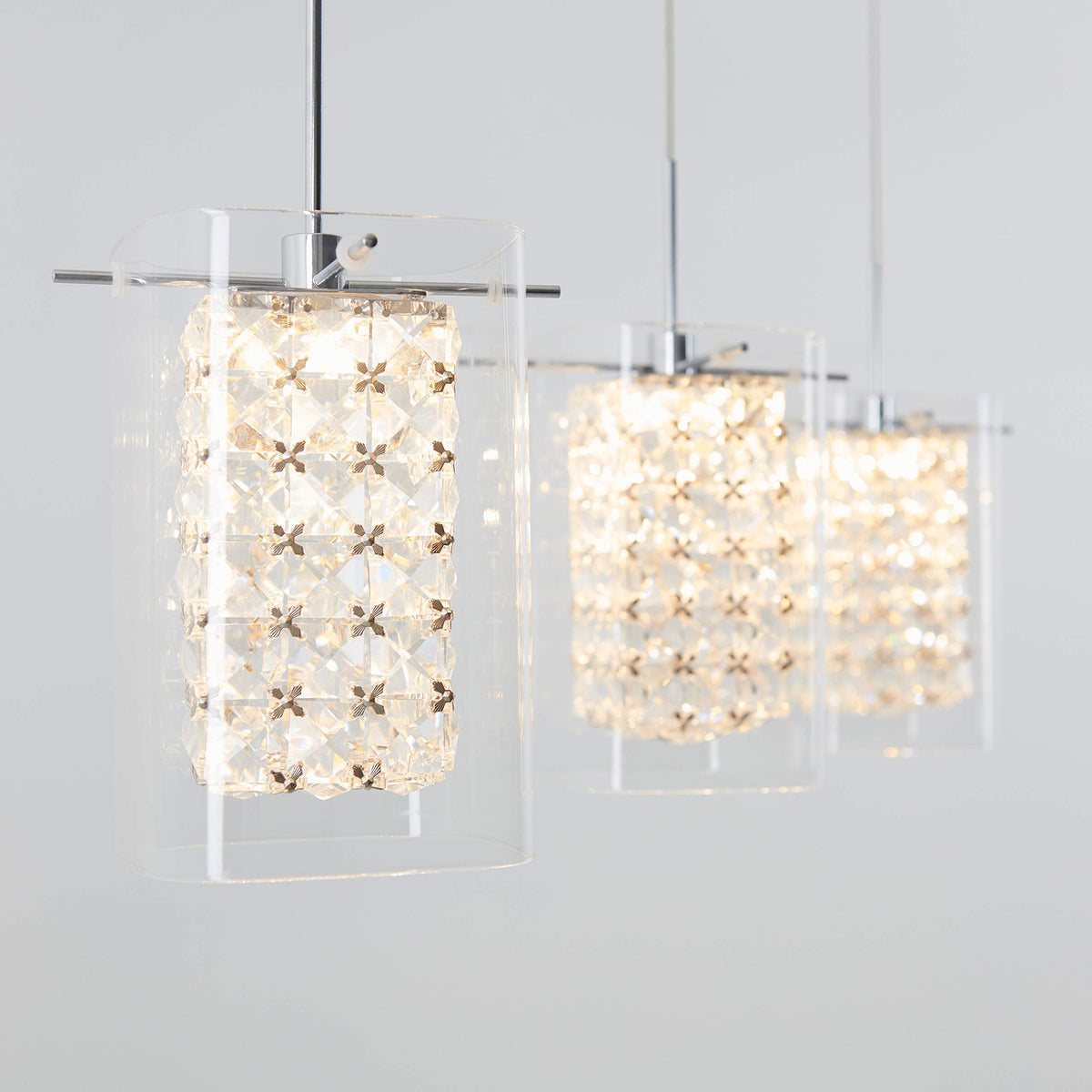 Inspired Nelson Style Bubble Cube Pendant Light, 3, Chrome