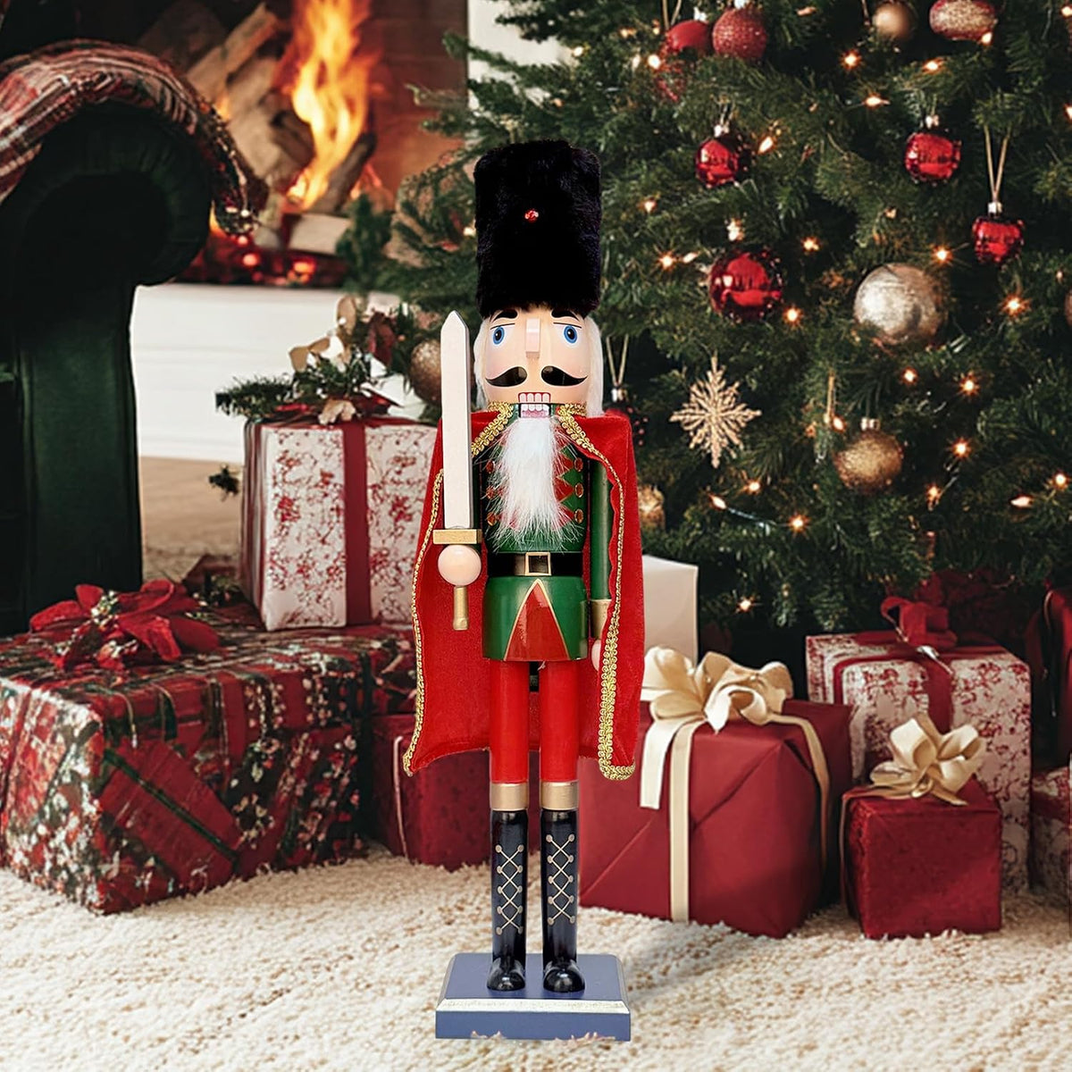 24Inch Wooden Soldier Nutcracker Christmas Decor - Festive Christmas Nutcracker Gift, Winter Indoor Decoration