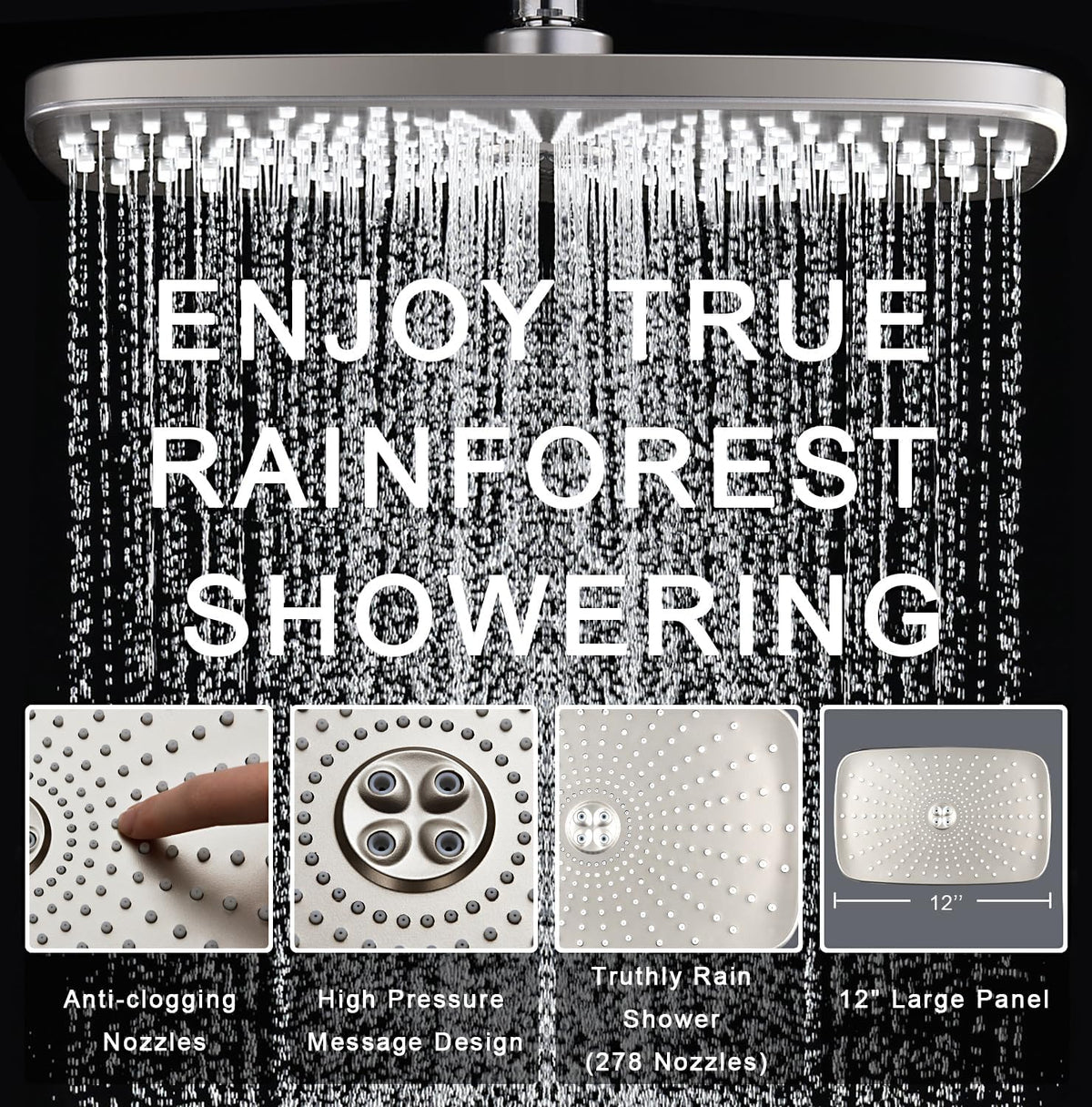 High Pressure Rain Shower Head: Upgrade Shower Heads with Handheld Spray Combo with Fixed Showerhead and 10 Sprays