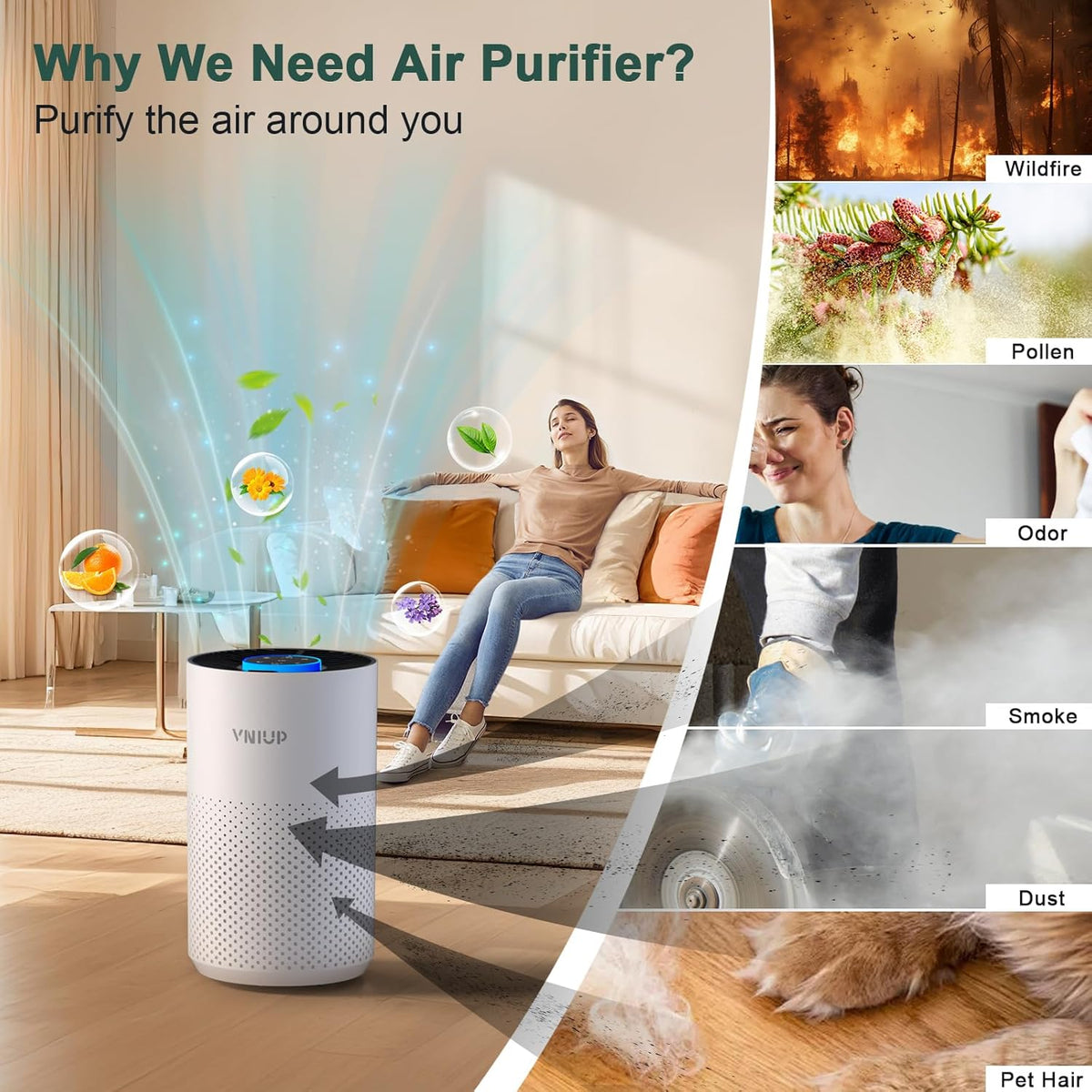 Air Purifiers for Bedroom Home up to 1350 ft² - H14 True HEPA Room Air Purifiers for Bedroom, with Fragrance Function