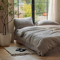Minimalist Grey Duvet Cover Set Twin Chic Cotton Jacquard Bedding