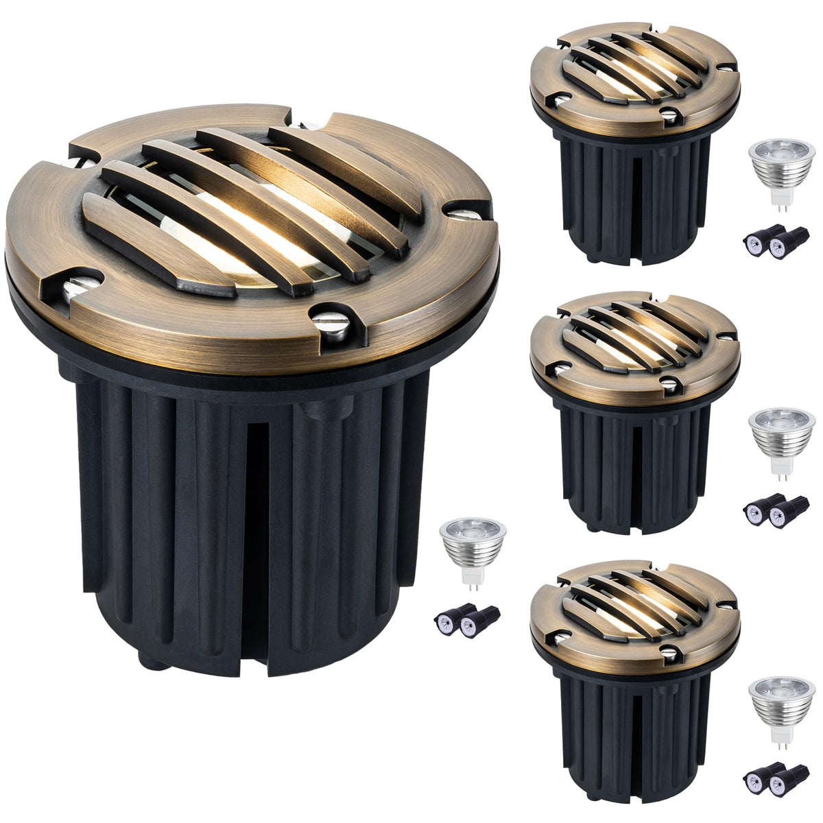 Brass Well Lights LED In Ground Lights Low Voltage Landscape Lighting 12V Outdoor Up Light for Pathway