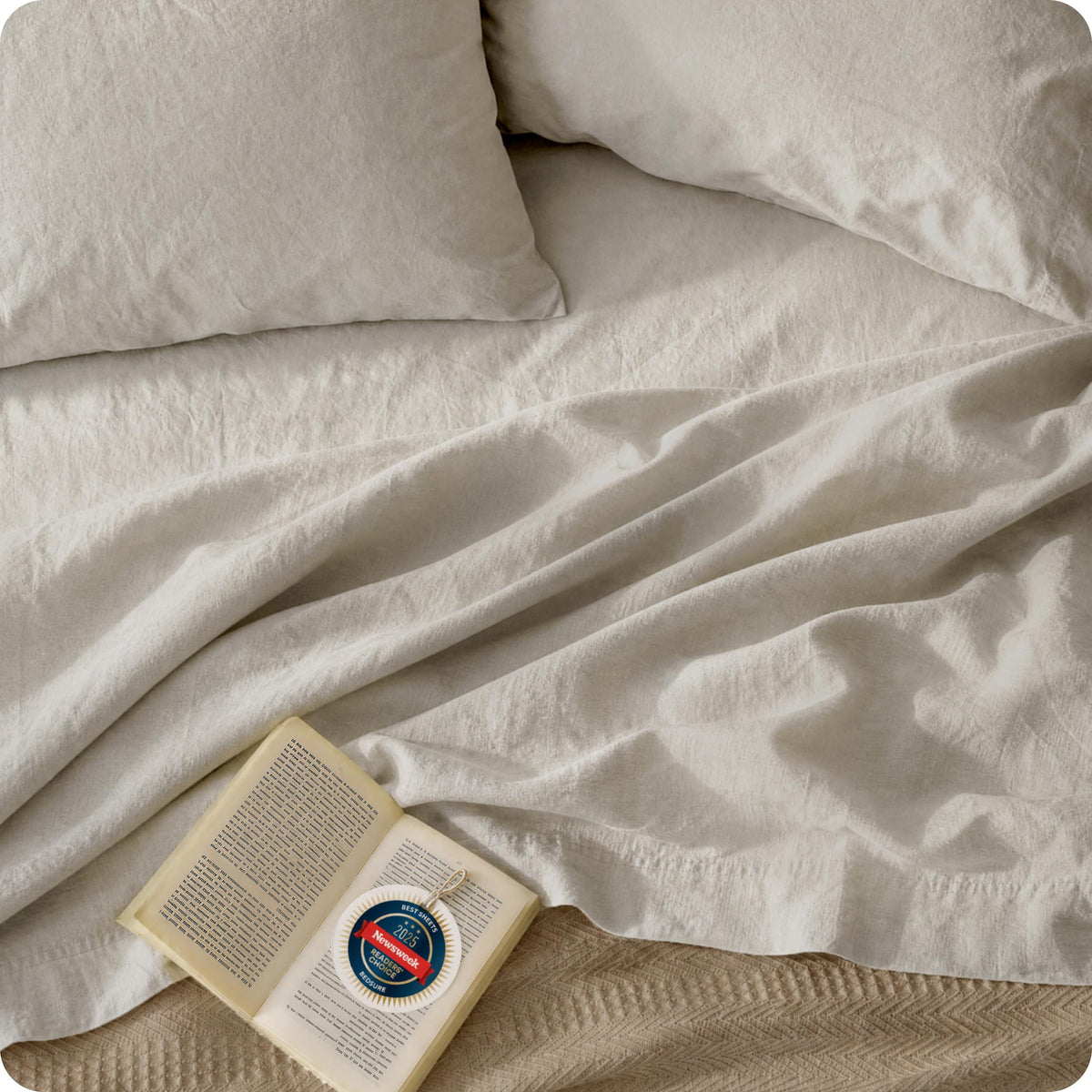 PureWoven European Linen Sheets, Cotton Linen Bed Sheets, 4PCS
