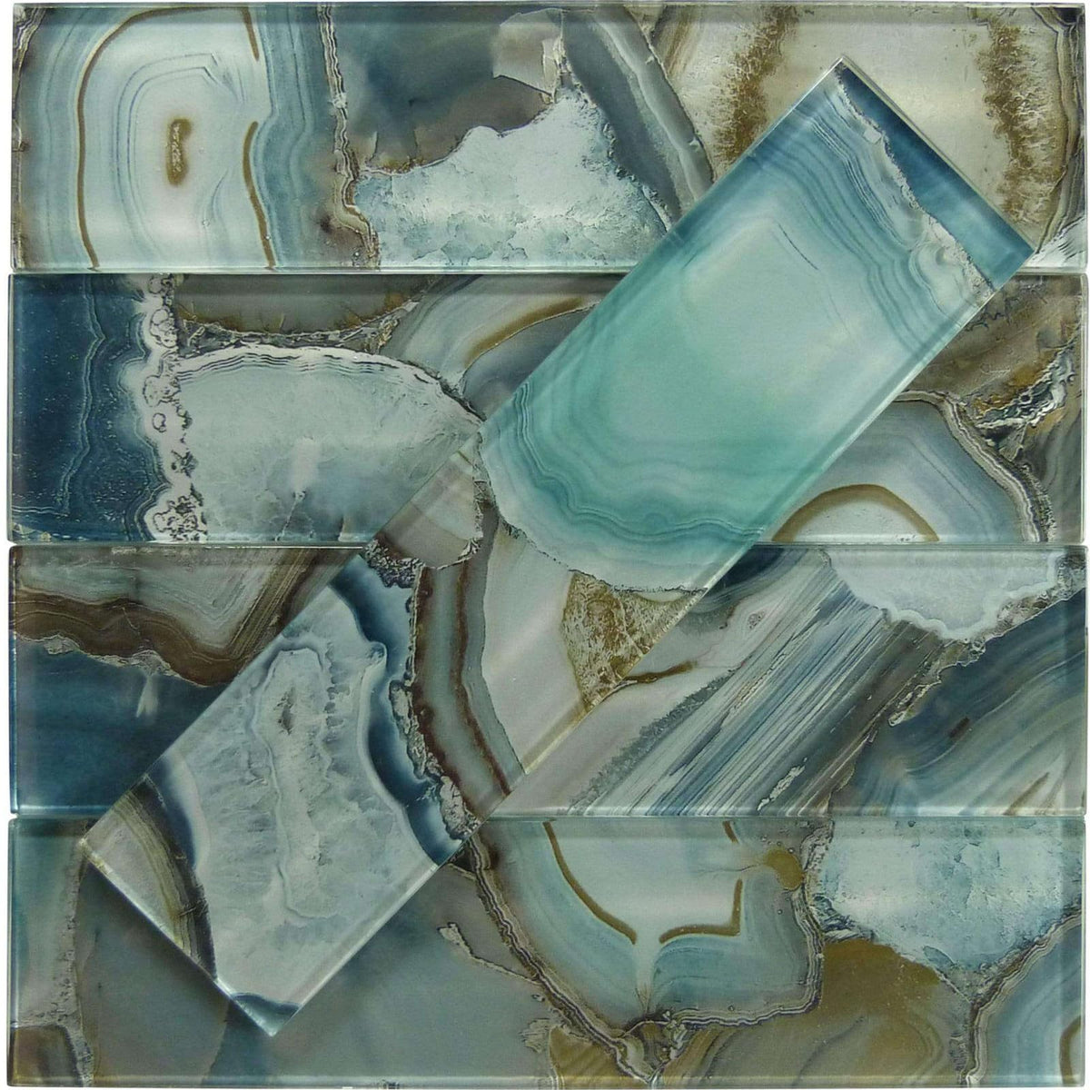 Oasis Tile Magical Forest Crystal Lagoon Aqua 3x12 Glass Subway Tile