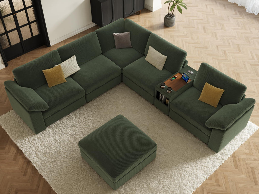 Extra Large Sectional Modular Sofa, U Shape Modular Sofa, Green