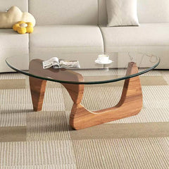 Inspired Noguchi Style Mid Century Modern Glass Coffee Table, Coffee Table, Triangle Coffee Tables, Suitable Living Room Reception Office