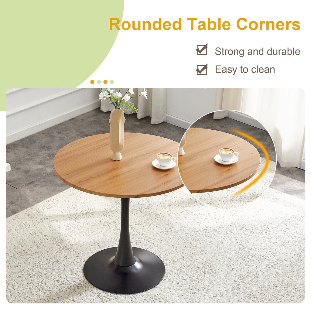 Inspired Saarinen Style Wood Round Dining Table for Small Space, 32" Tulip Tables with Metal Pedestal Base, Bistro Table for 2/3/4 People