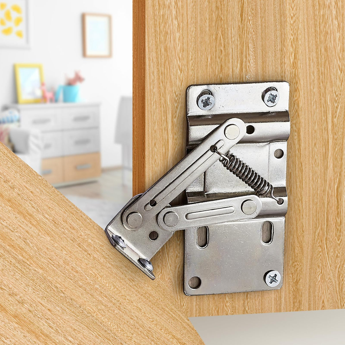 Satin Nickel Tip Out Tray Hinges, Kitchen Cabinet Hinges, 3 Pair