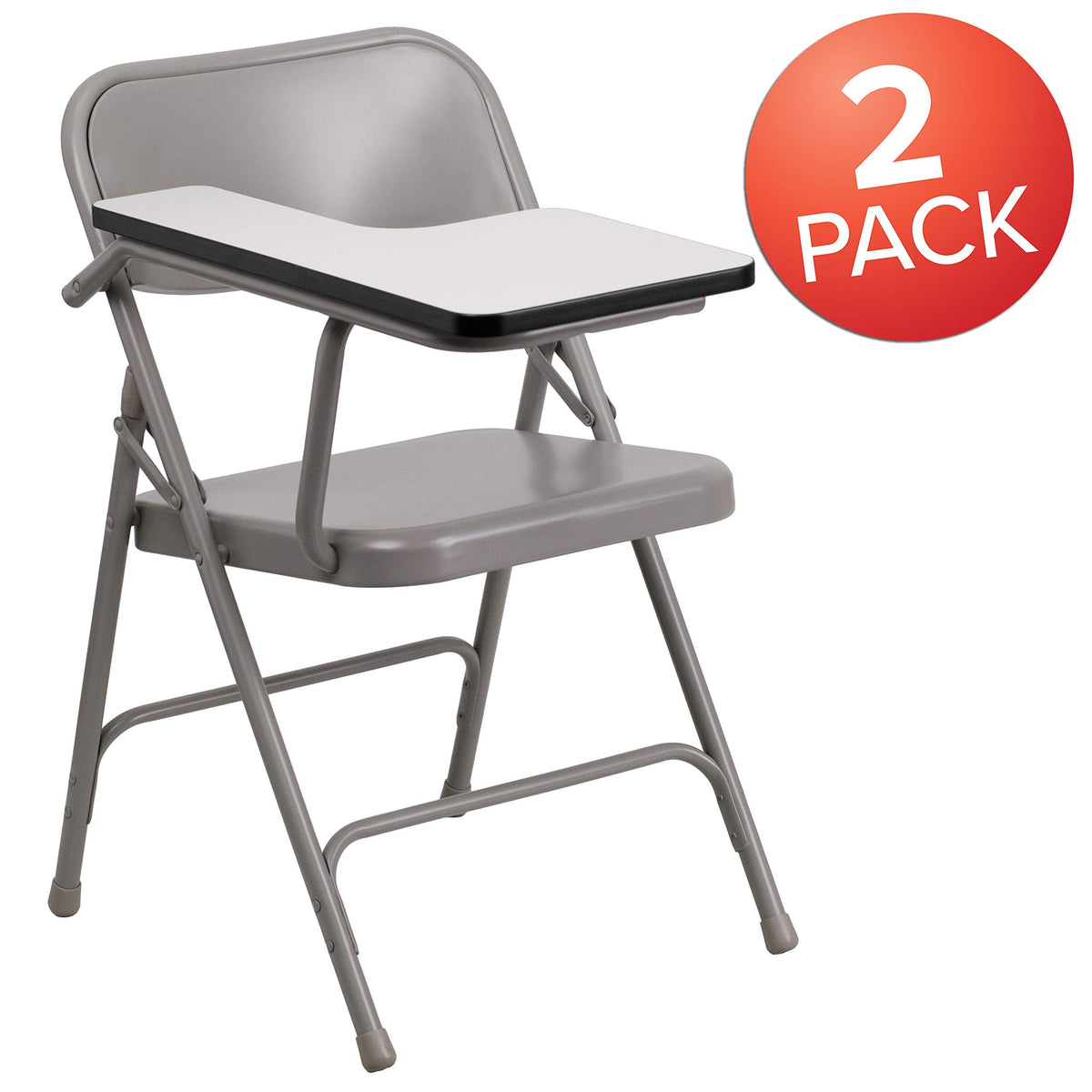 Steel Folding Chair with Right Handed Tablet Arm, 2-Pack