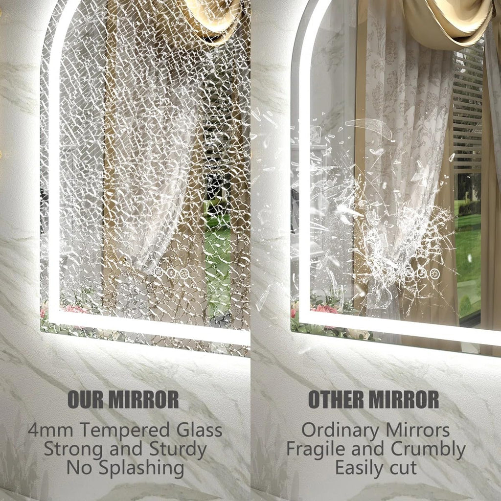 24x40 Inch Arched LED Bathroom Mirror