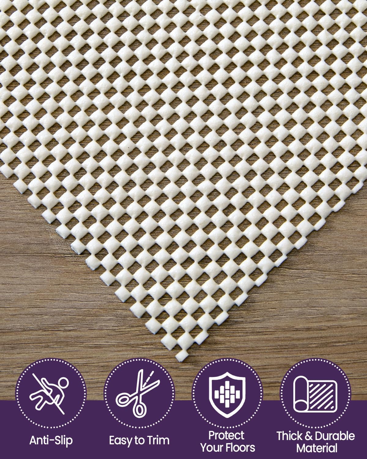 Rug Pad Gripper for Hardwood Tile Floor, 3x10 Non Slip Under Carpet Padding Cushioned, Waterproof Thick Walking Pads - Set of 30