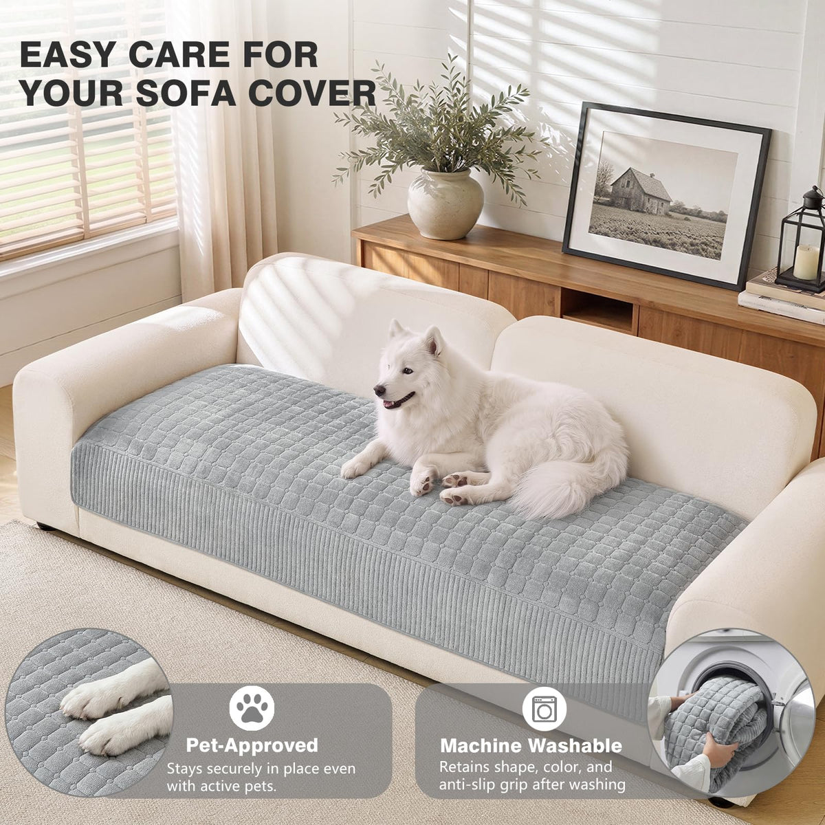 Soft Plush Couch Cover for Sofa, Washable Milk Velvet Sofa Slipcover