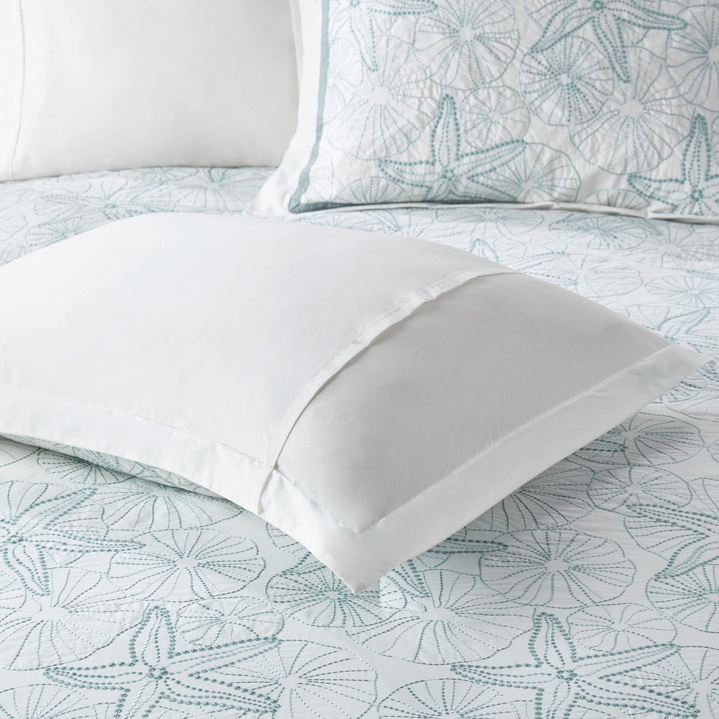 4-Piece Maya Bay Cotton Embroidered Oversized Comforter Set, White
