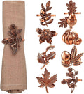 Fall Thanksgiving Napkin Rings Set,Autumn Metal Holders - Set of 8