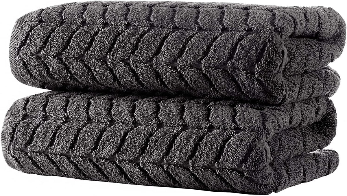 Certified Organic Turkish Cotton Bath Towels, Luxury Jacquard Absorbent, Ultra Soft-Plush Organic Towel Set