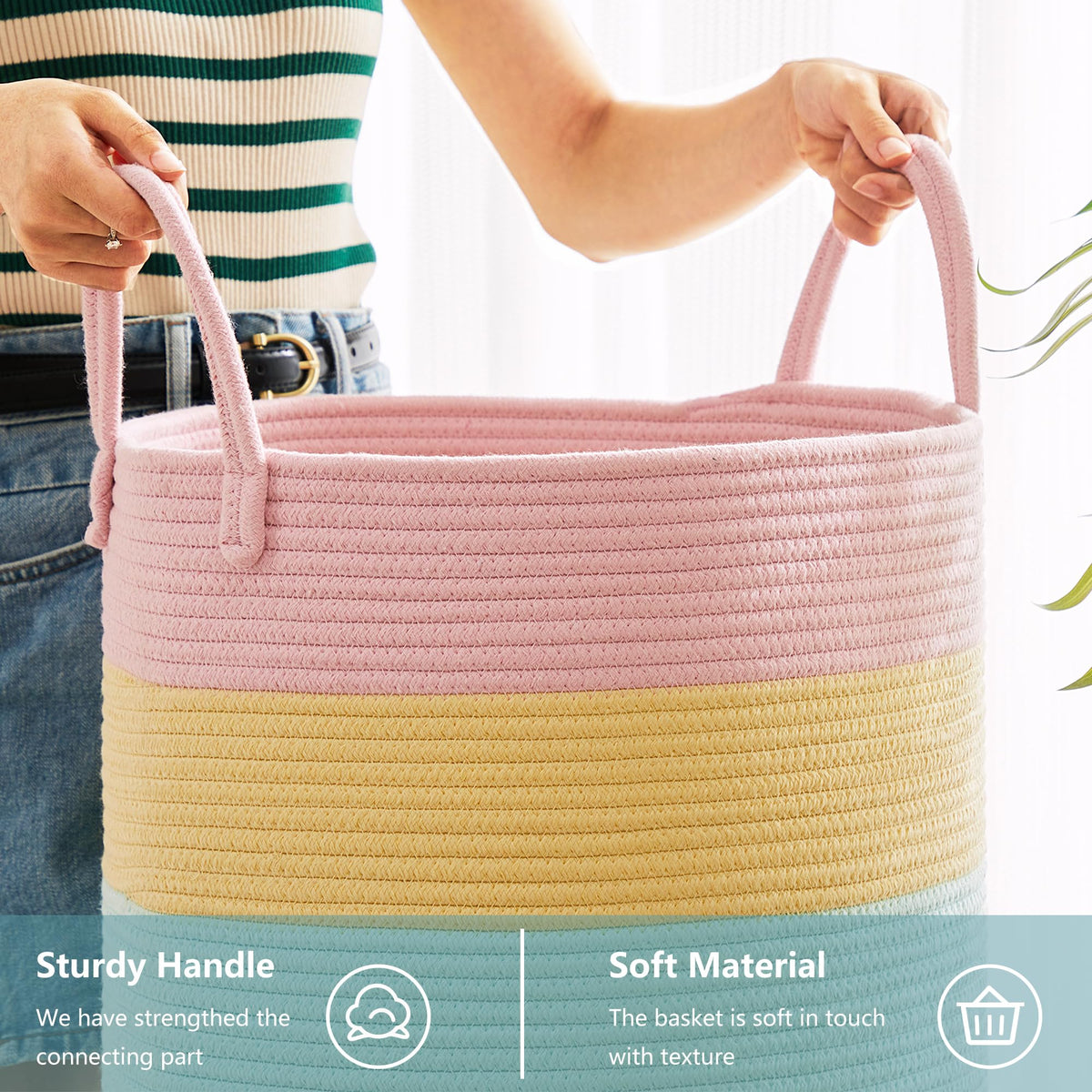 Rainbow Laundry Basket Baby Girls Kids Hamper 15Dx20H inches