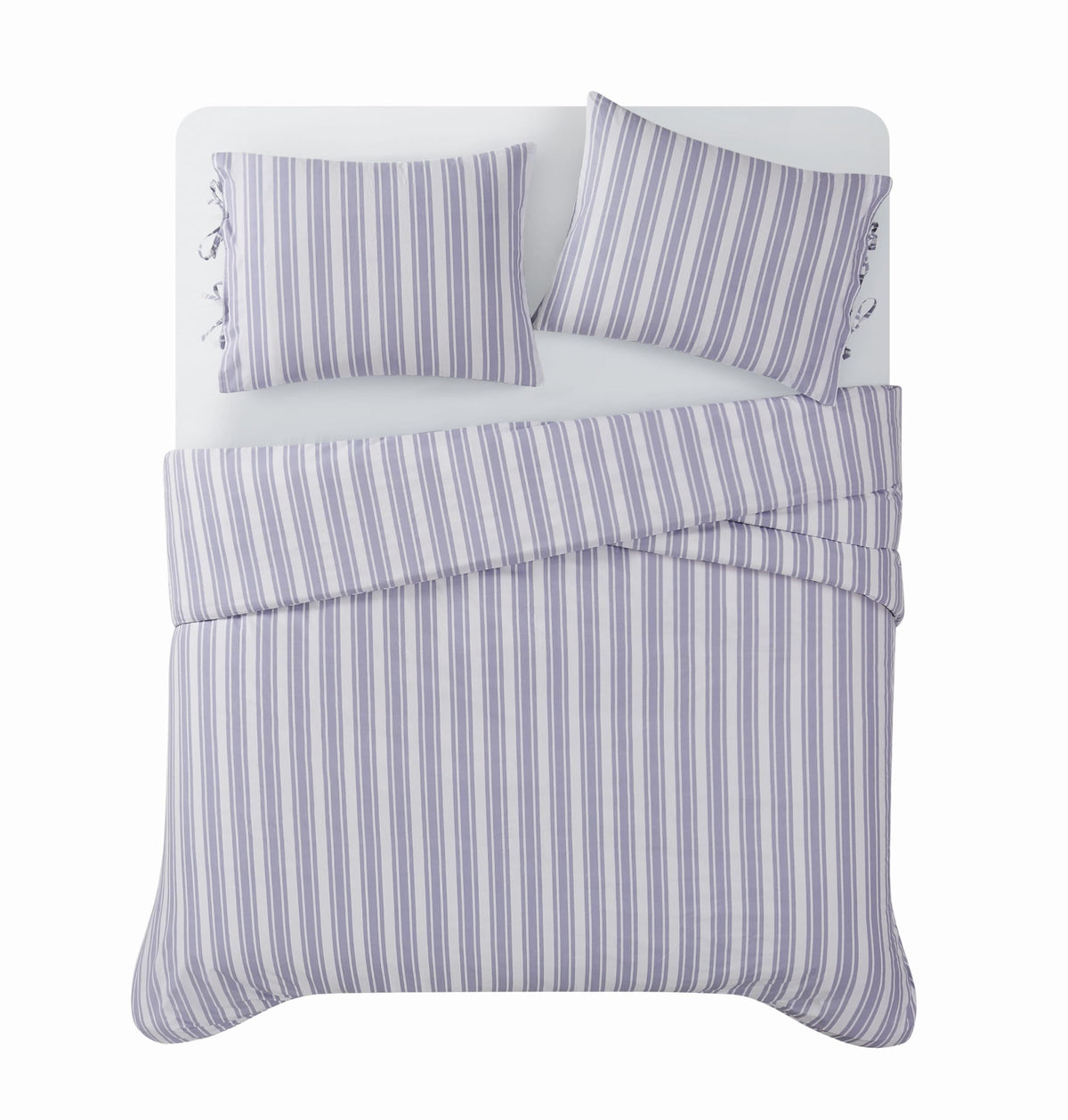Wide Ticking Stripe Lavender 3 Piece Duvet Set