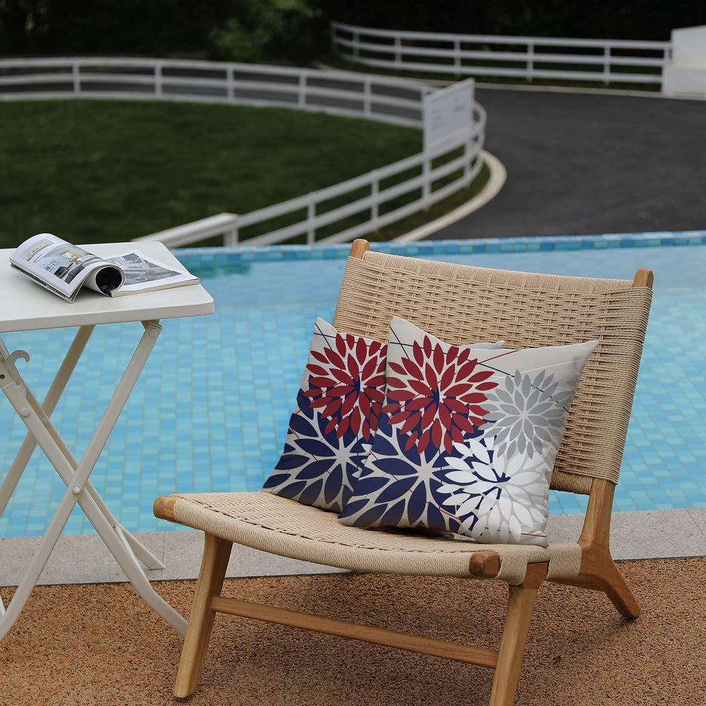Pack of 2 Outdoor Waterproof Throw Pillow Covers 18x18 Red Blue