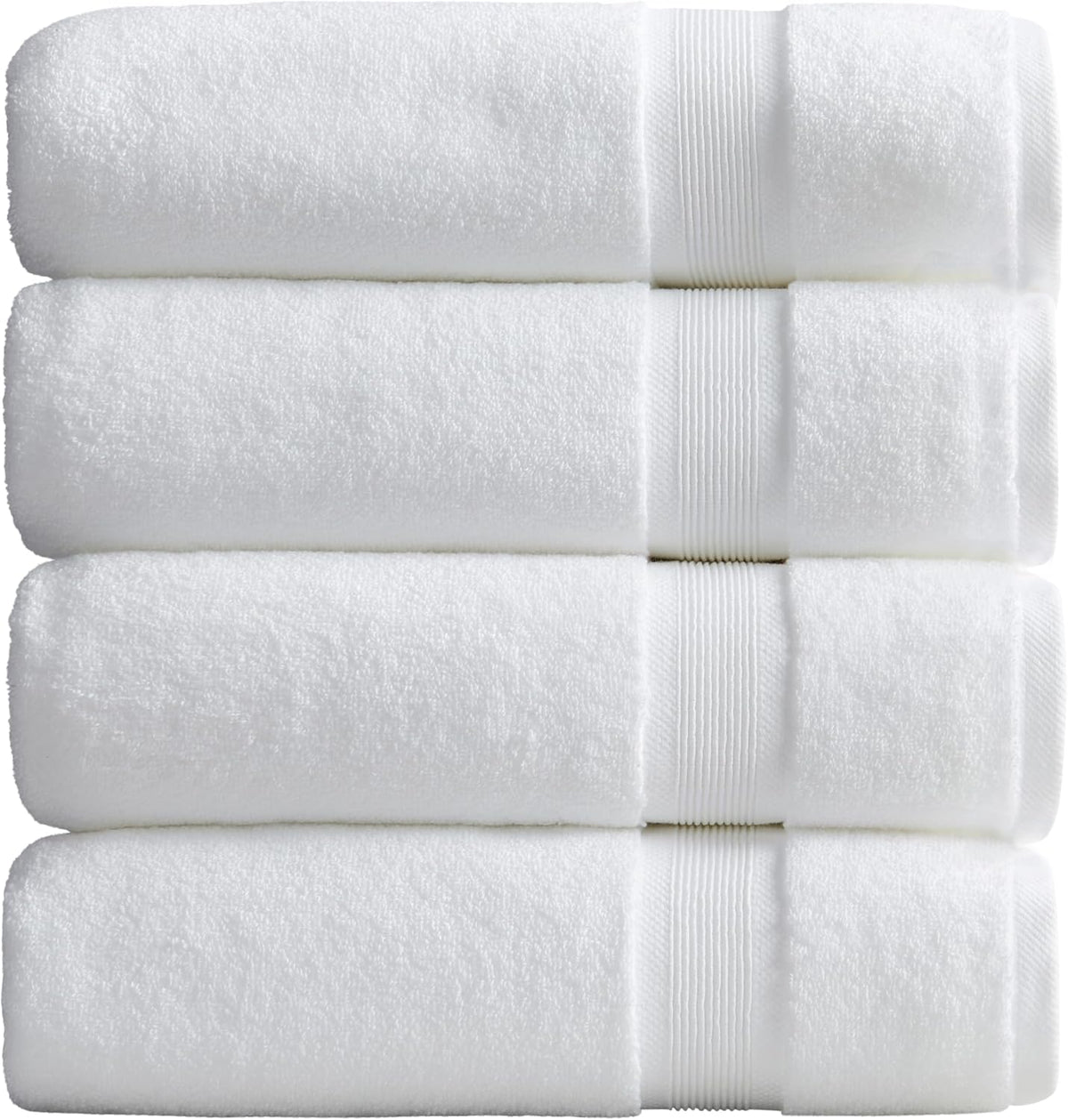 Luxury Bamboo Rayon Plush Bath Towel Set | 4-Pack | White | 35% Bamboo Rayon - 65% Zero Twist Cotton | Absorbent