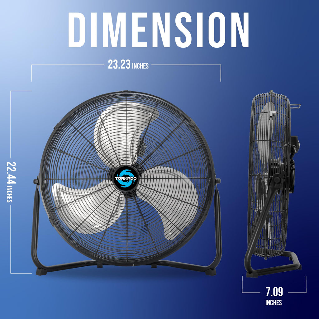20 Inch High Velocity Metal Floor Fan, 3-Speed Powerful Cooling for Industrial, Commercial, and Home Spaces