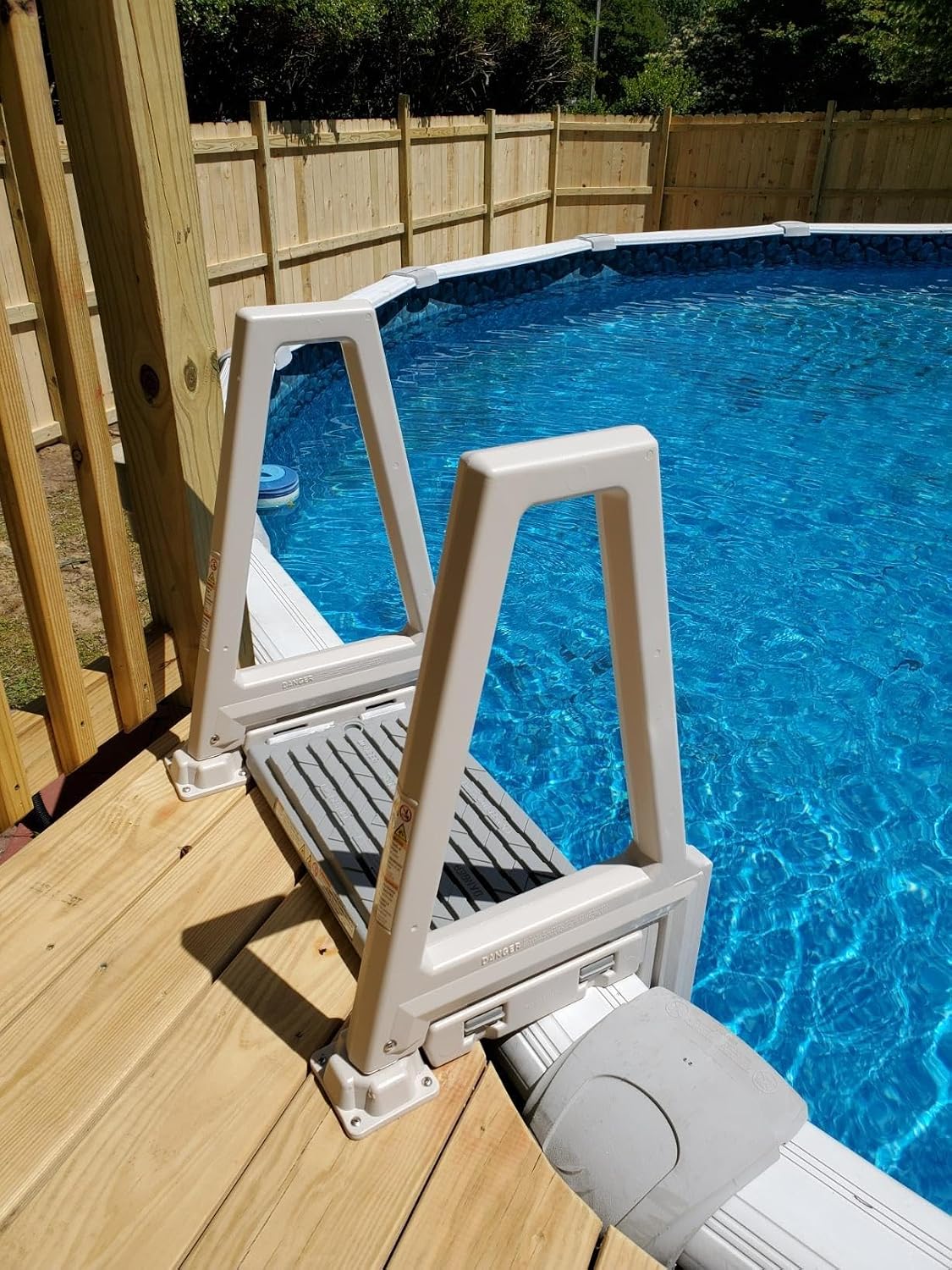 Plastics 635-52X Sturdy Above Ground in-Pool Swimming Pool Ladder for Decks Adjustable from 46"-56"