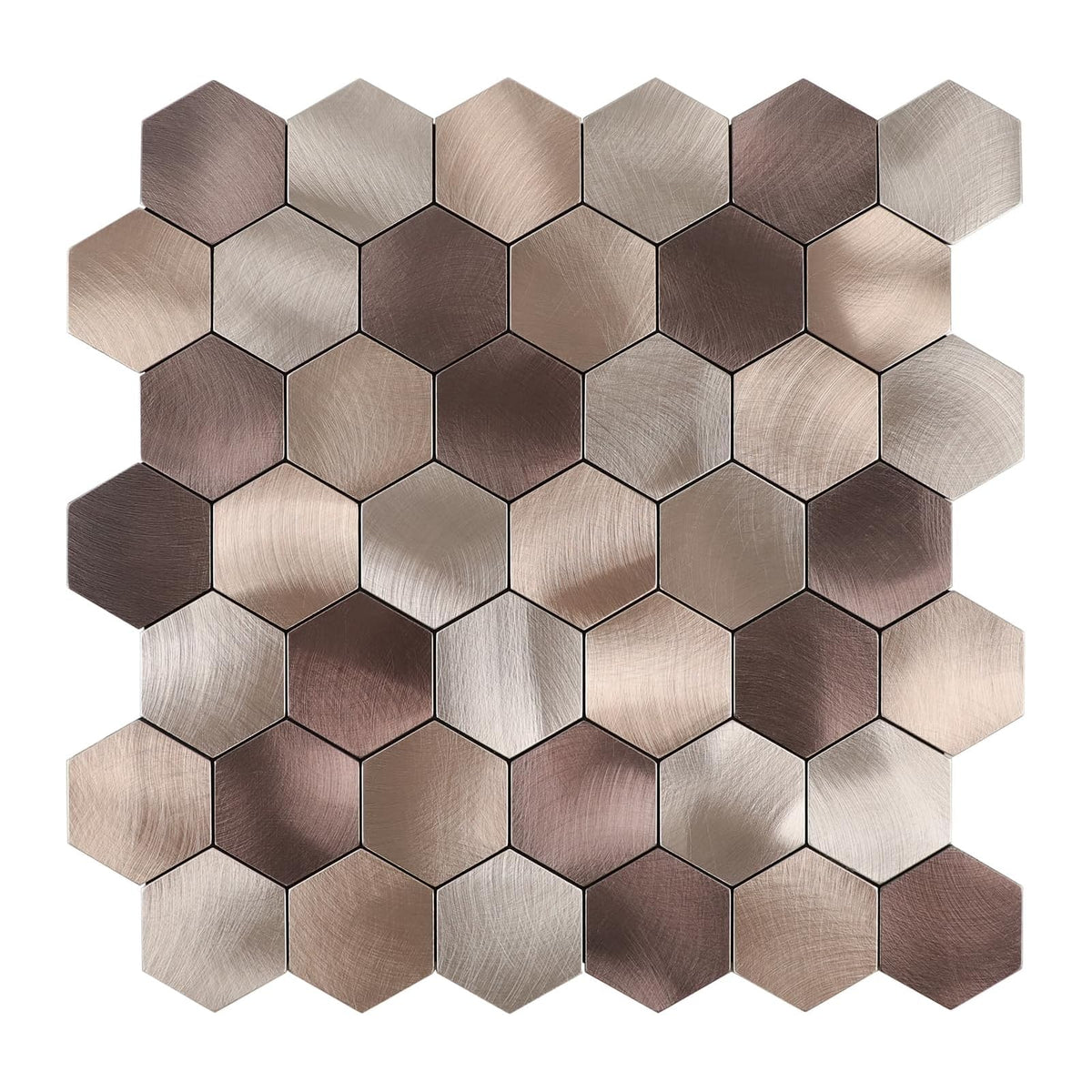 Hexagon Peel and Stick Backsplah Tile, Brown Self Adhesive Kitchen Backsplash Tiles Stick On Bathroom Wall Tiles