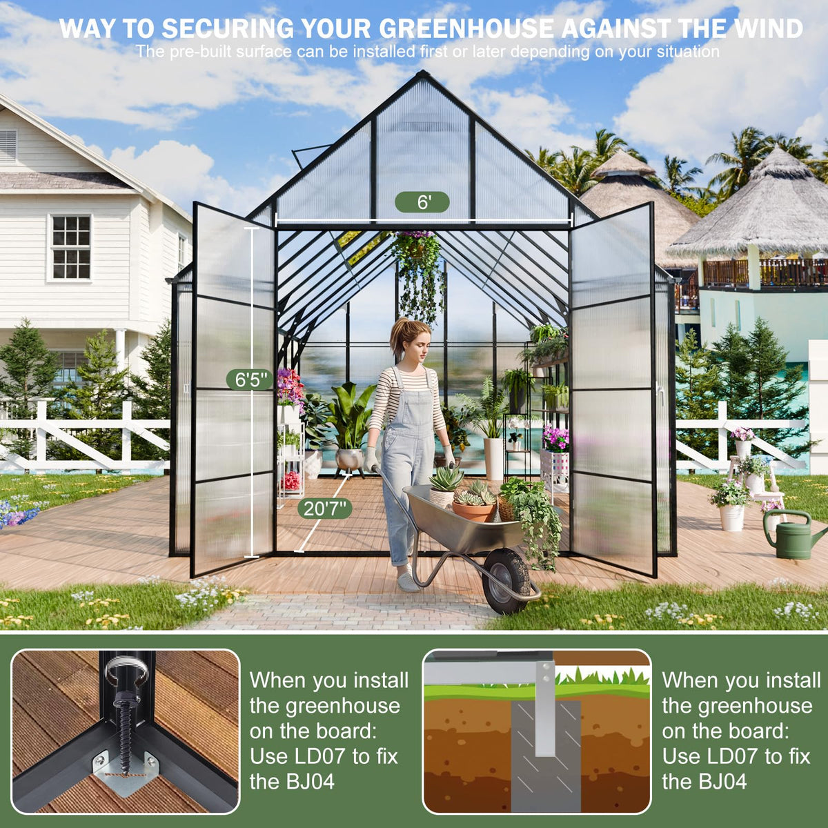 20x10x10 FT Extra Large Greenhouse for Outdoors, Heavy Duty