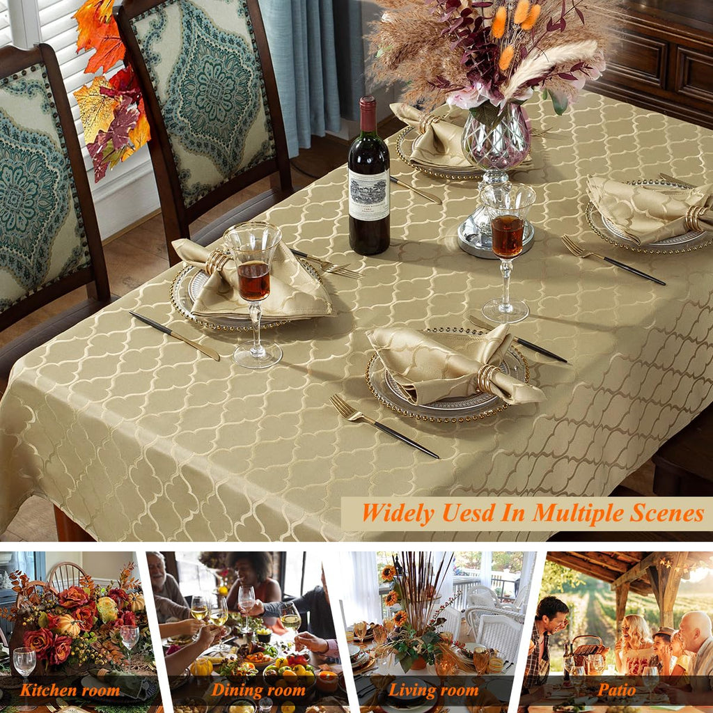 Autumn Gold Jacquard Damask Rectangle Tablecloth 60"x84"