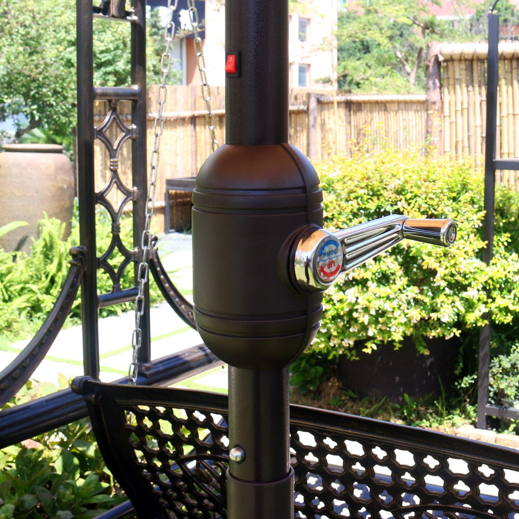 9' Solar LED Patio Umbrella, 8 Ribs, Tilt & Crank (Teal Blue)