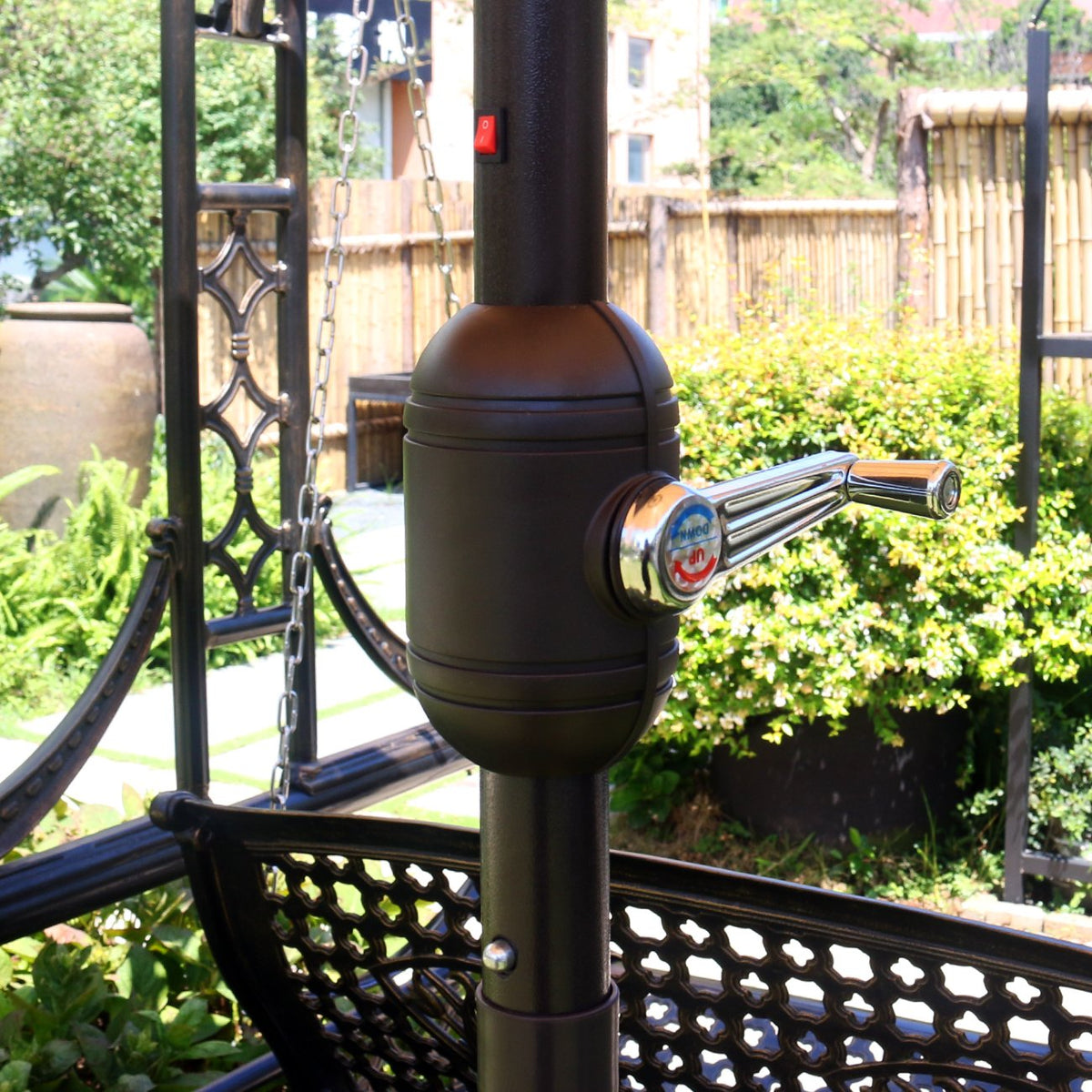 9' Solar LED Patio Umbrella, 8 Ribs, Tilt & Crank (Teal Blue)