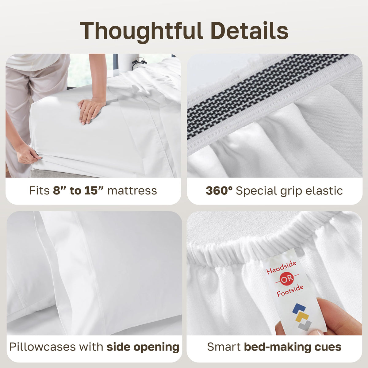800 Thread Count Sheets, 5 Pcs Set, White