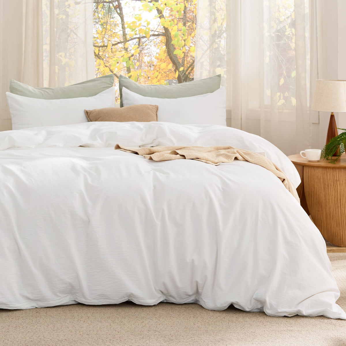 PureWoven Cotton Comforter Set Prewashed, White