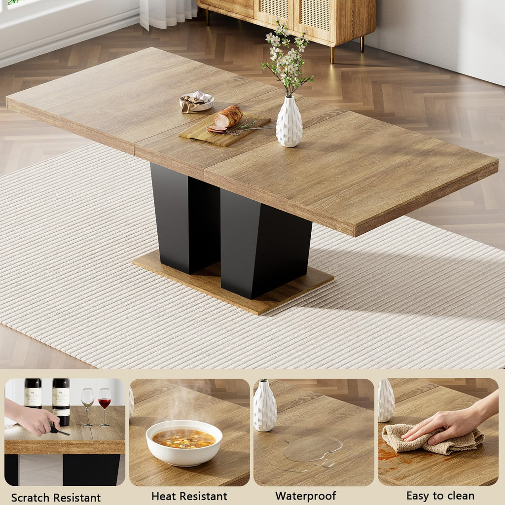 Wood Expandable Dining Table Set for 8 for Family Gathering