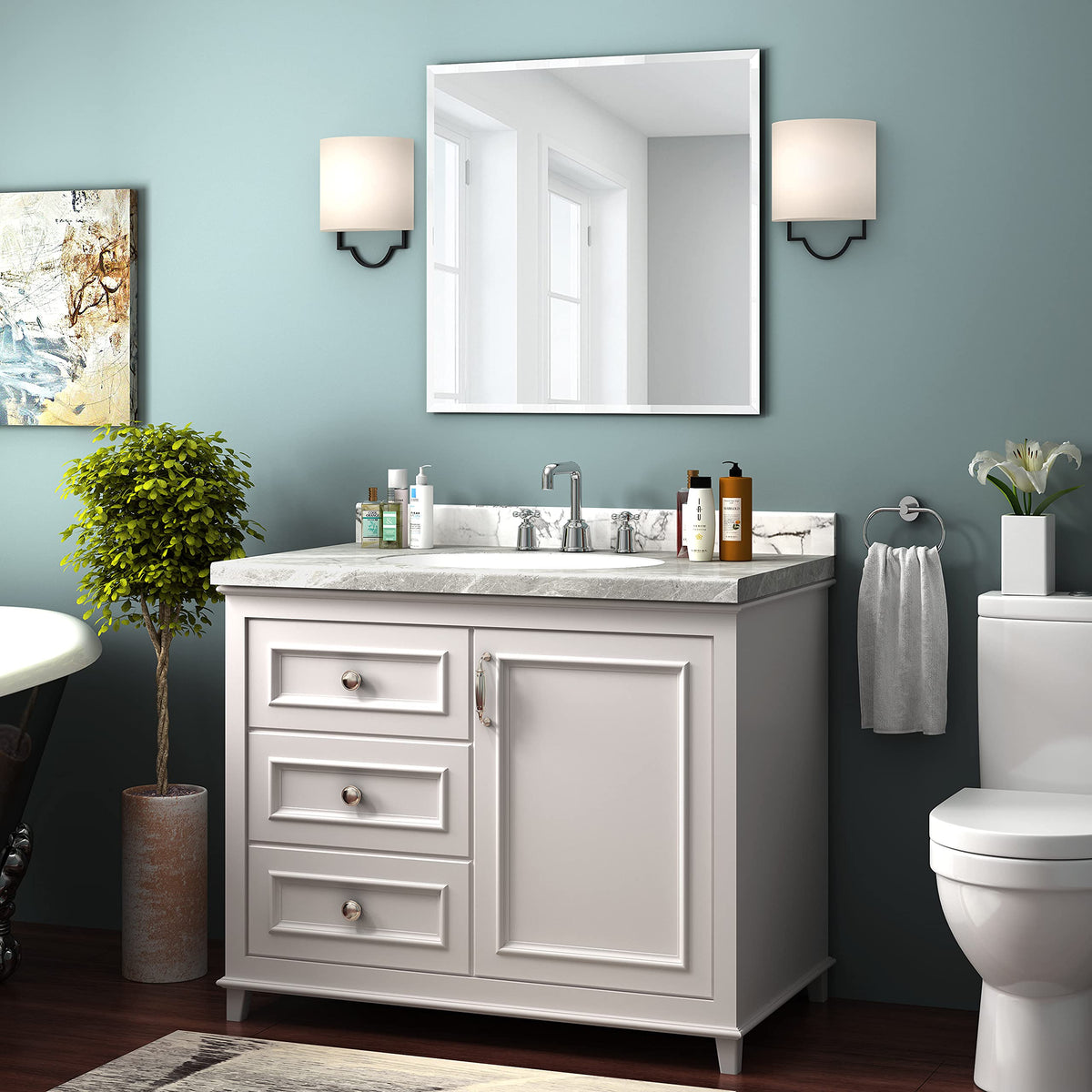 24x24 Frameless Square Bathroom Mirror