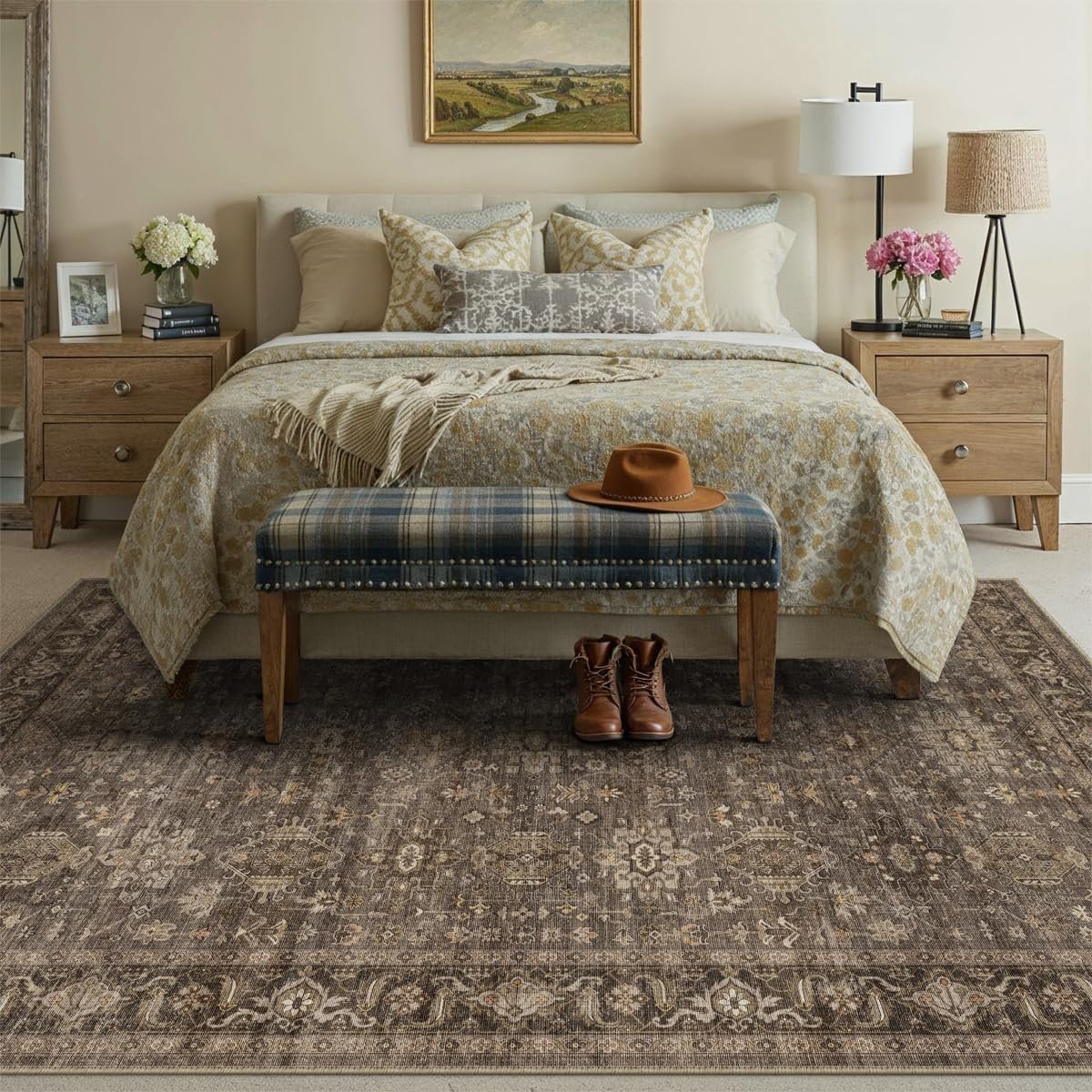 9x12 Dark Brown Vintage Area Rug