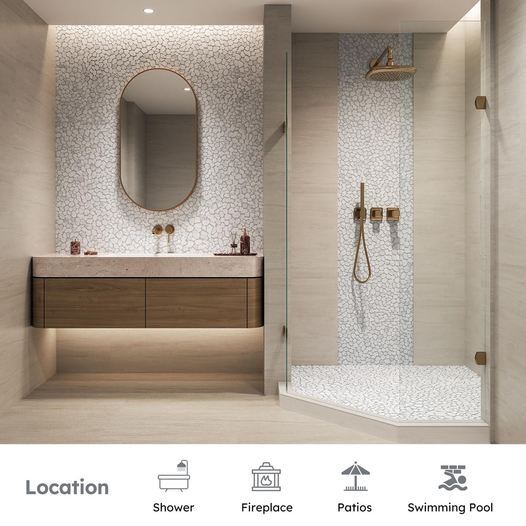 Stone for Shower Floor, Carrara White Random, 4 Sheets