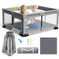 Foldable Playpen for Babies and Toddlers, 71"x59" Inches Portable Playpen with Mat, Kids Collapsible Play Pen with 2