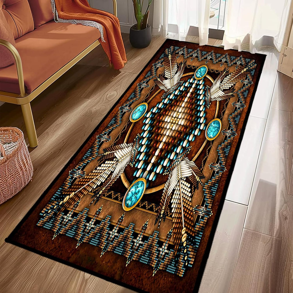 Southwestern Runner Rug 2x6,Rustic South Western Aztec Tribal Native American Indian,Vintage Throw Accent Area Rug