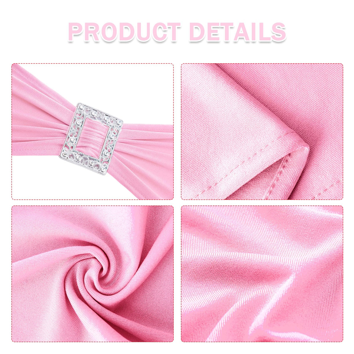60 PCS Spandex Chair Sashes Bows Stretch Chair Cover Band with Buckle Slider Universal Elastic Chair Ties for Wedding