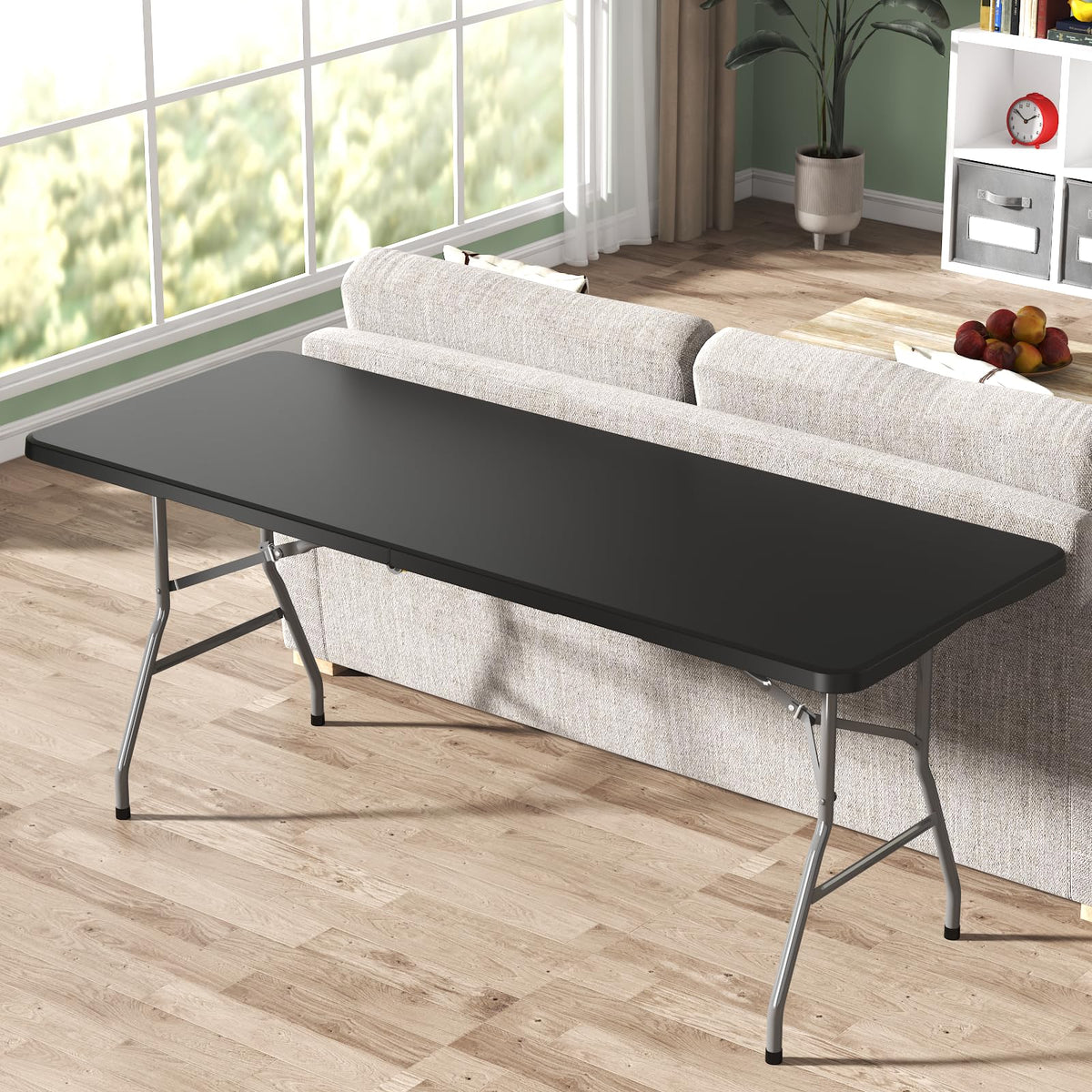 6FT Folding Table for Party, Picnic, Camping, Event, School, Black, 6 Pack